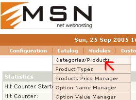 Choose Categories/Products from Catalog menu