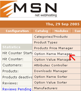 Select 'Catalog' > 'Option Name Manager' from the drop-down menu