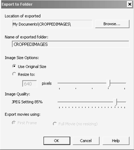 Select the folder to save your cropped images to and click ok to save your newley cropped image